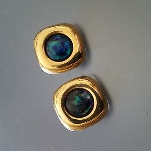 Gold-plated and abalone earrings